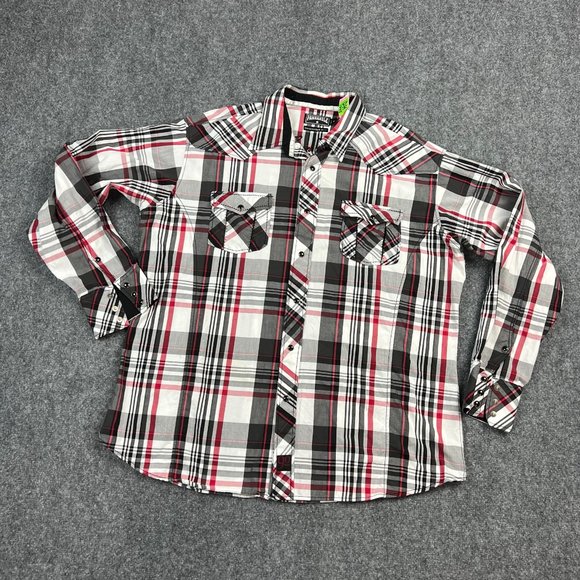 Panhandle Slim Shirt Adult Extra Large Red Black Pearl Snap Western Mens * - Picture 2 of 15